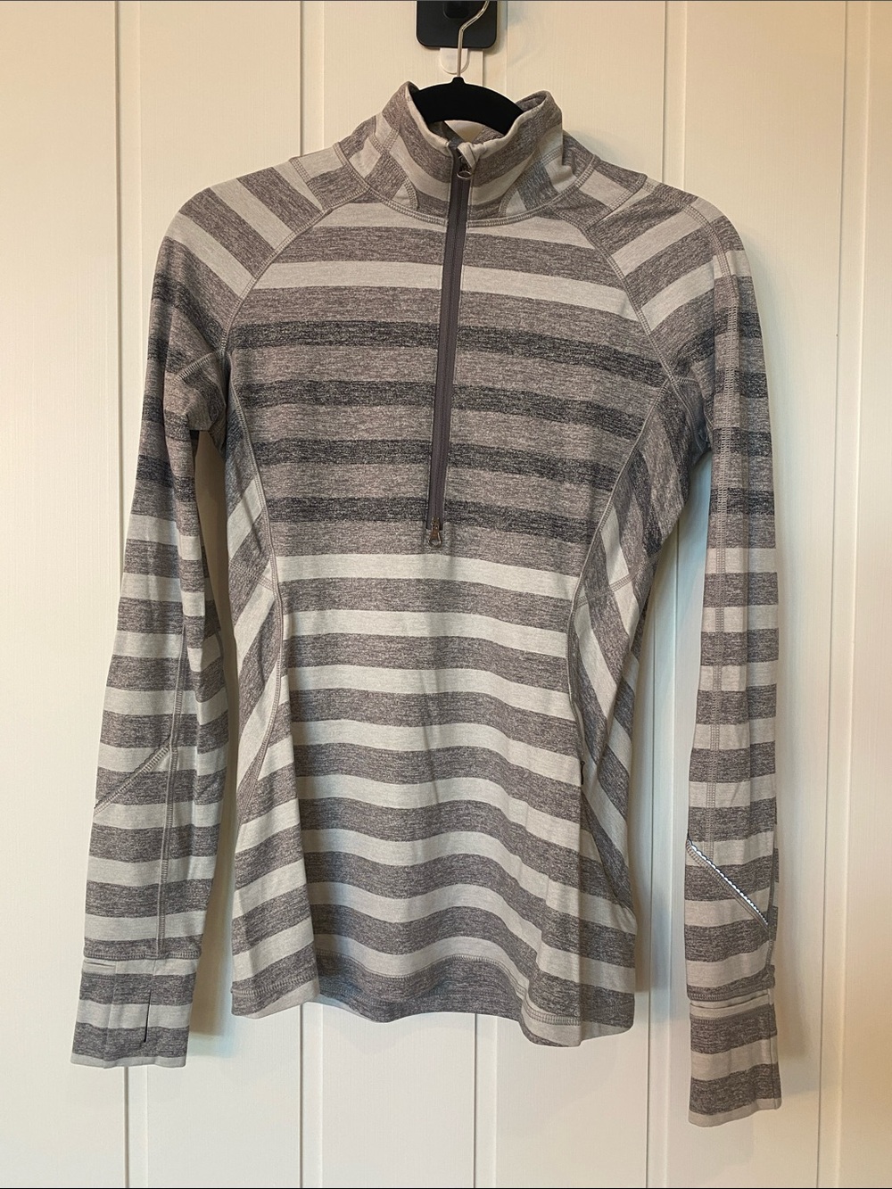 lululemon athletica Grey Striped Half-Zip Turtleneck
